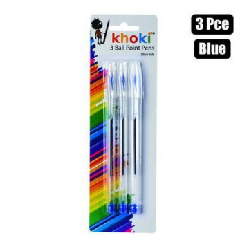 PEN BALL POINT 3PCE BLUE