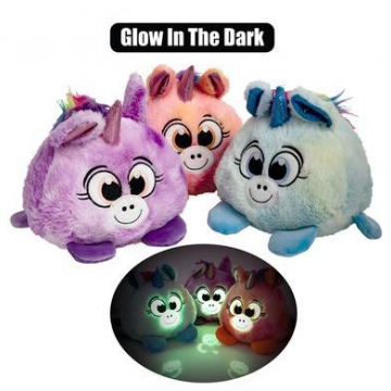 PLUSH BALL GLOW IN DARK UNICORN PIG 16cm