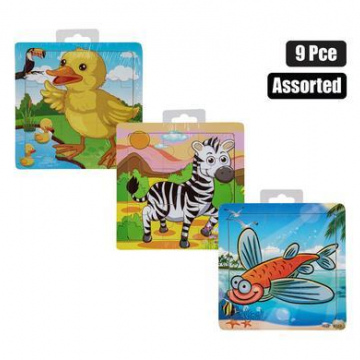 PUZZLE WOOD TRAY ASSTD 9PC